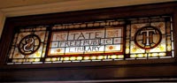 Stained glass above the main entrance to Streatham Library